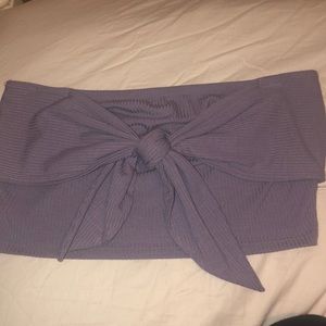 Double Zero Lavender Ribbed Tie Front Tube Top